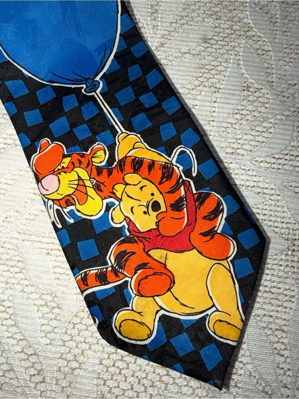Vintage Winnie the Pooh & Tigger Blue Balloon Novelty Tie